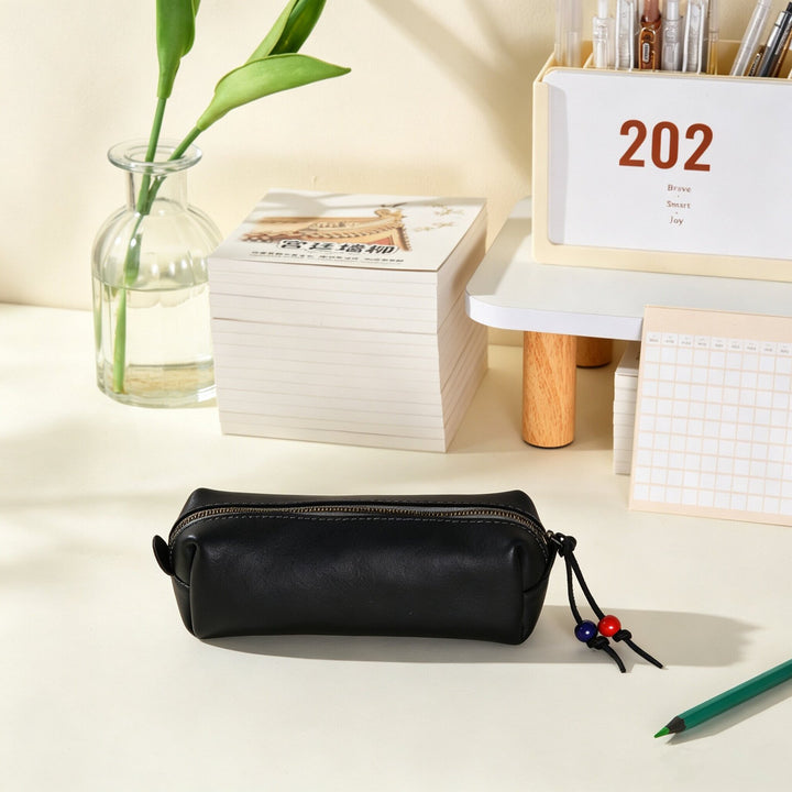 Durable Zippered Leather Pencil Case