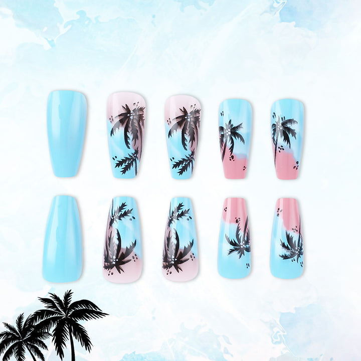 Artistic Tropical Island Press-On Nail Art Stornfield