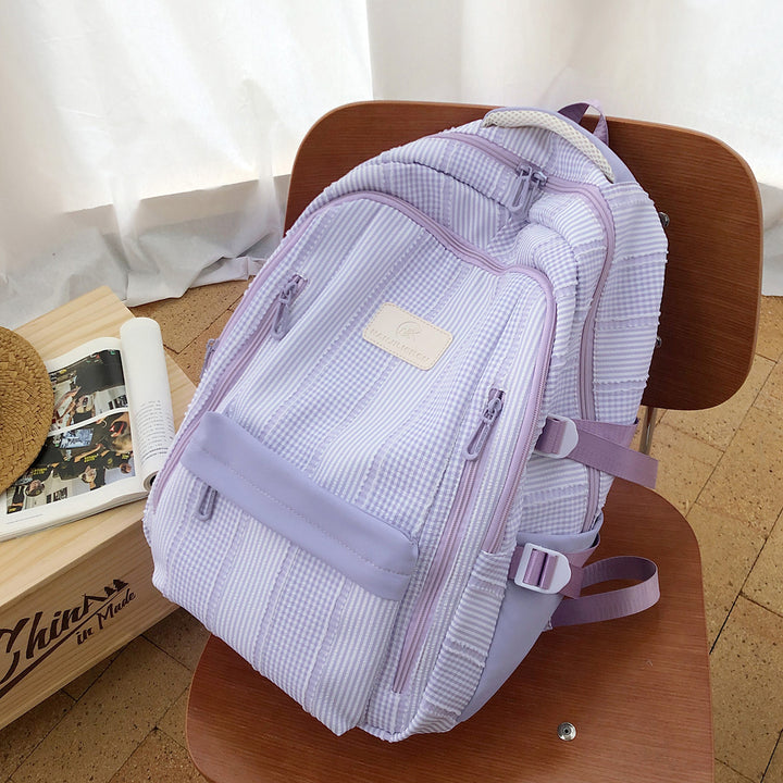 Striped Backpack with Keychain Charm Stornfield
