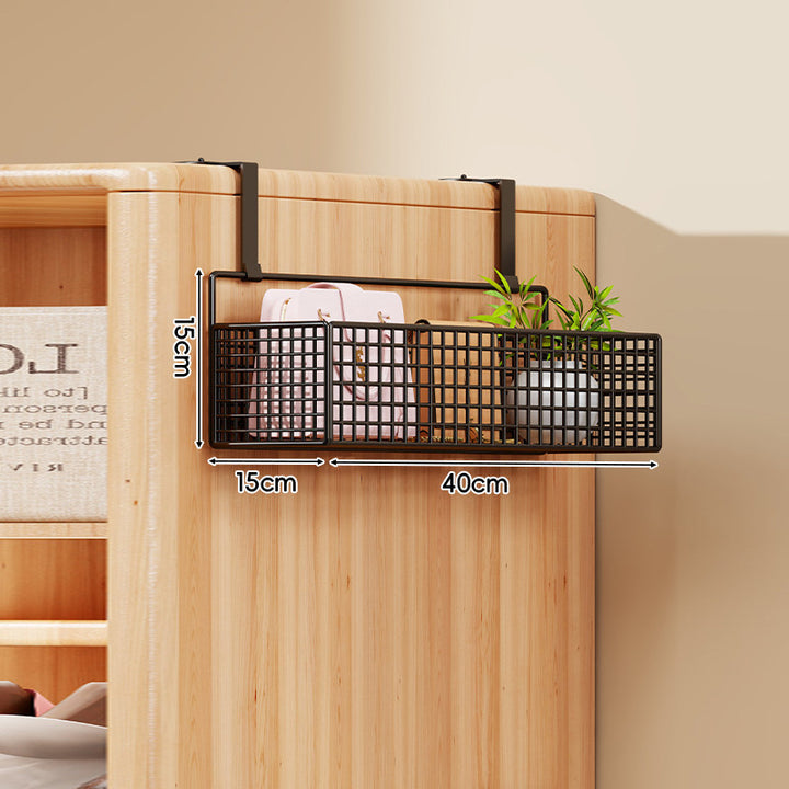 Over-Door Four-Tier Metal Mesh Hanging Storage Organizer with Integrated Hooks