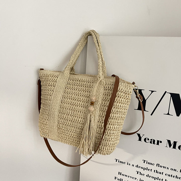 Handcrafted Woven Straw Tote Bag
