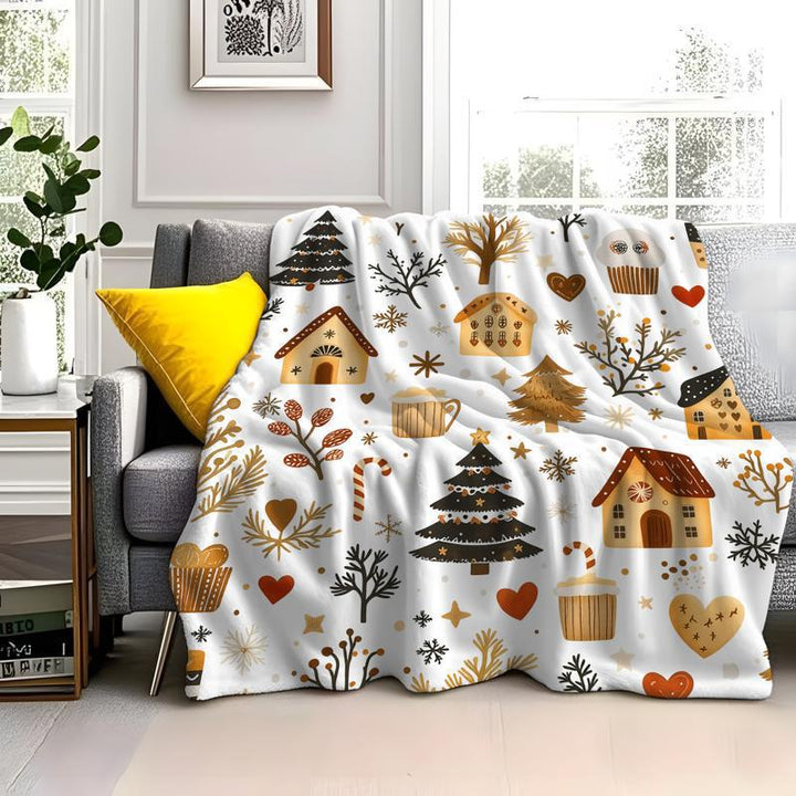Cozy Holiday-Themed Fleece Throw Blanket