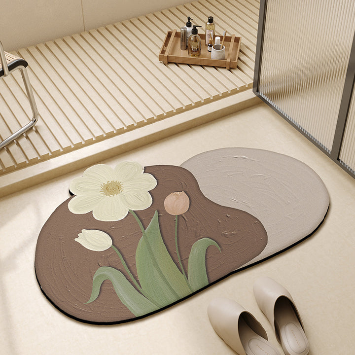 Floral Design Plush Bath Mat