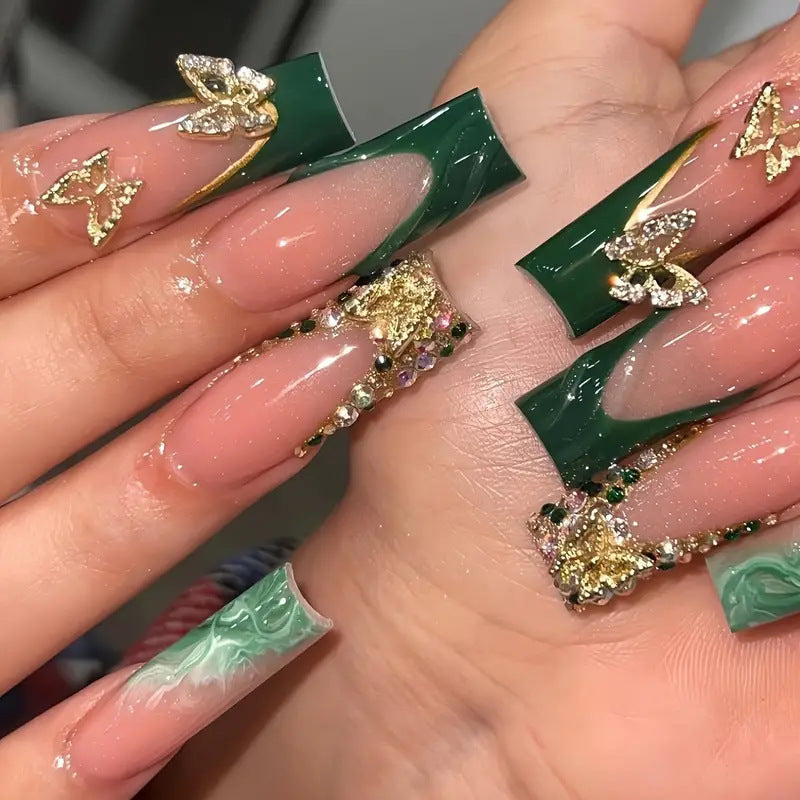 Artistic Marble Effect Press-On Nail Extensions Stornfield