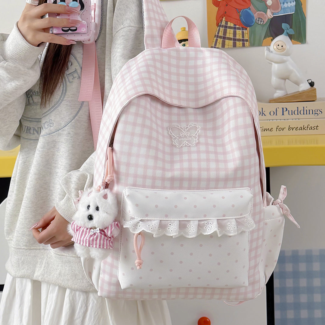 Fun Gingham Patterned Backpack Stornfield