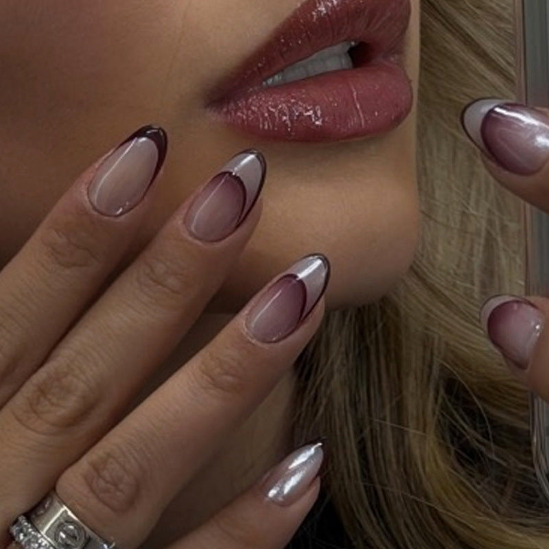 Artificial nail set with elegant gradient and glitter accents Stornfield