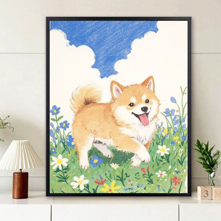 Cute Puppy Illustration Wall Art Stornfield