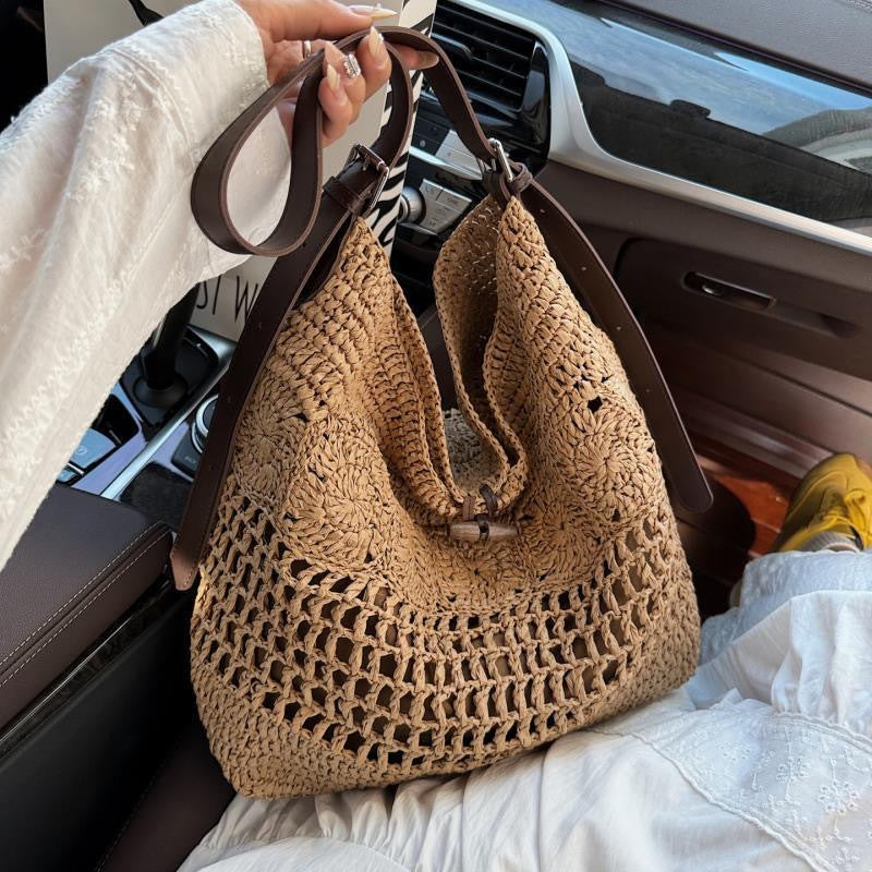 Large Macrame Shopper with Stylish Leather Trim Stornfield