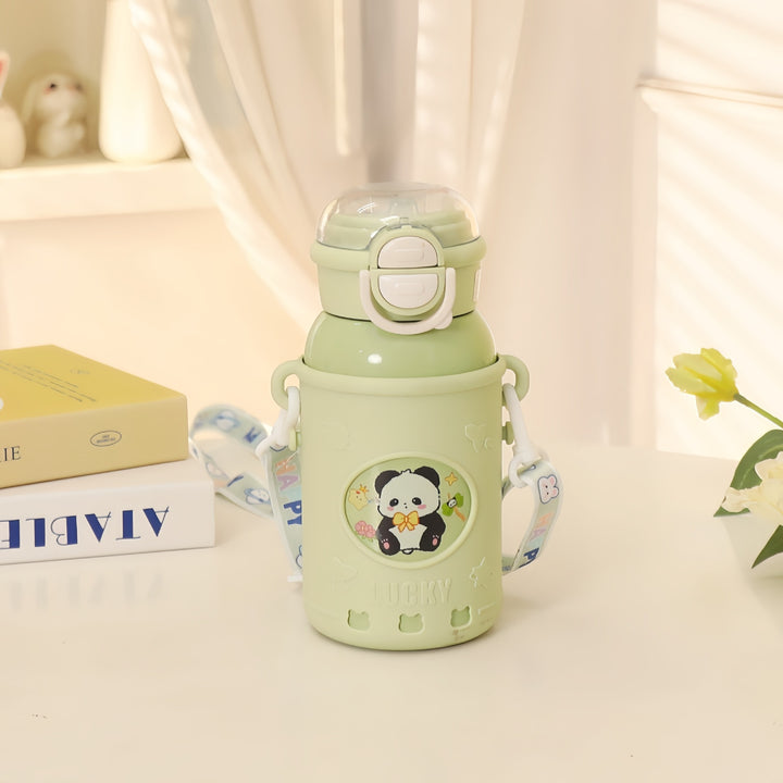 Ladies Insulated Drink Bottle with Practical Carry Strap and Cute Panda Design Stornfield