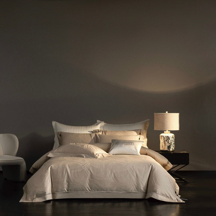 Luxury Jacquard Duvet Cover Set with Quilted Shams & Decorative Cushions