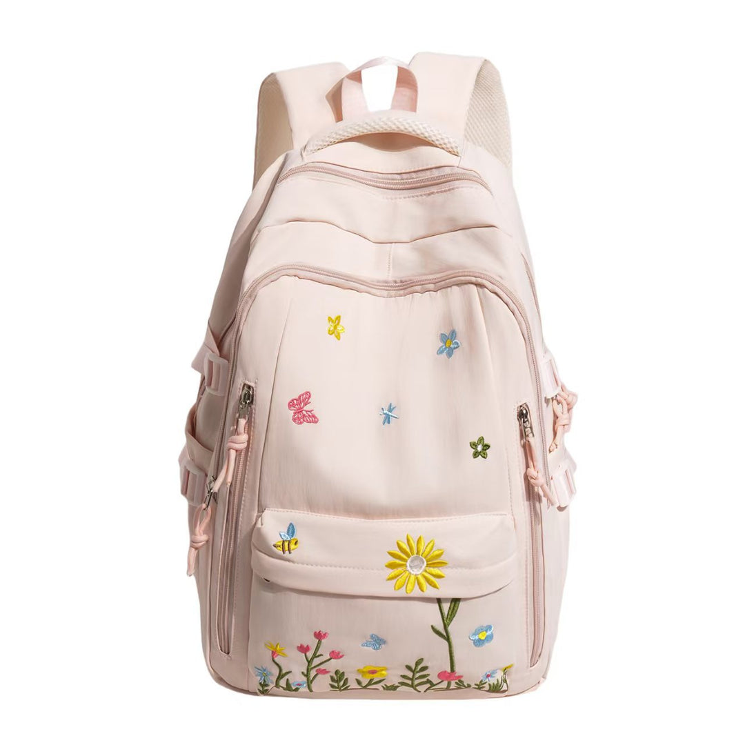 Backpack with Floral Embroidery Pattern and Practical Compartments Stornfield