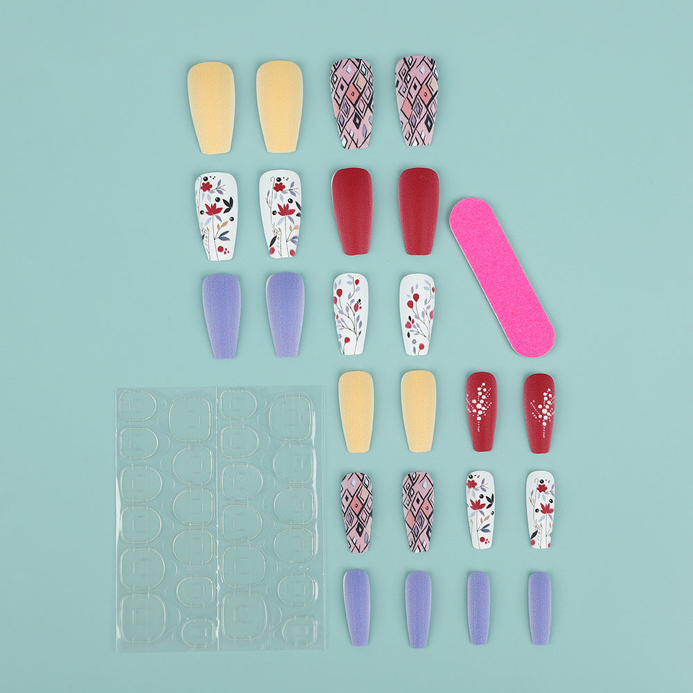 Artificial Nails Set with Floral and Geometric Patterns Stornfield