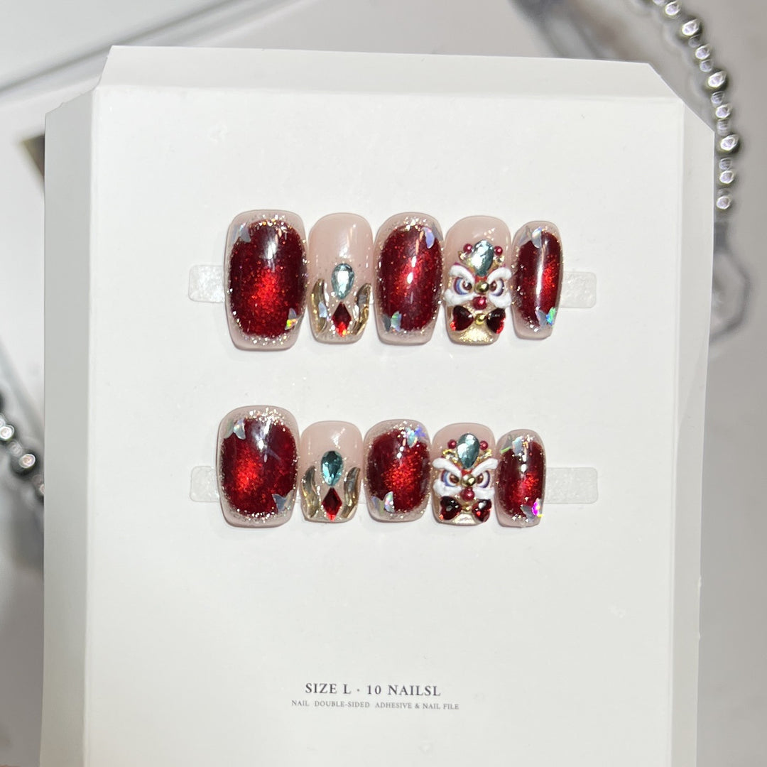 Artistic Press-On Nail Set with Elegant Floral Design Stornfield