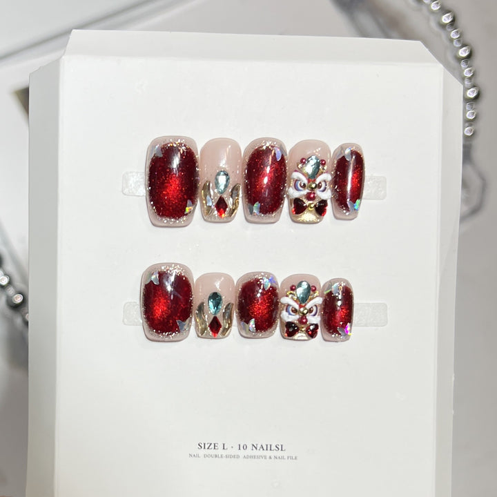Artistic Press-On Nail Set with Elegant Floral Design Stornfield