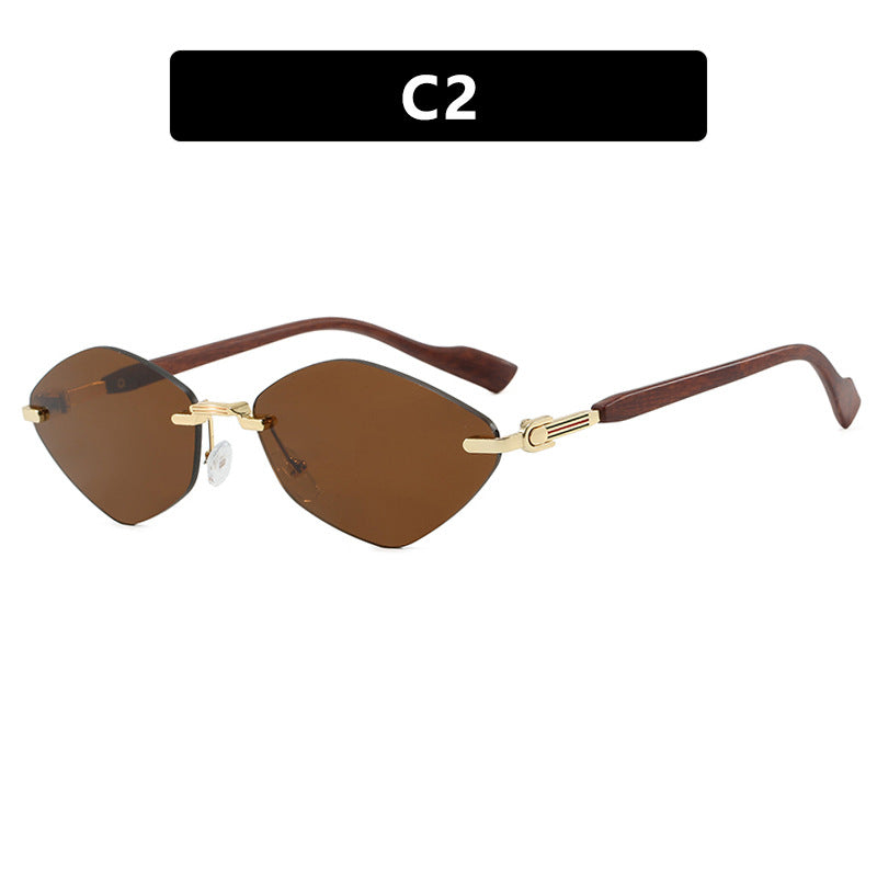Women's geometric sunglasses with luxurious wooden arms and polarized lenses Stornfield