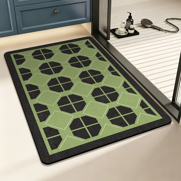 Geometric Checkered Floor Mat