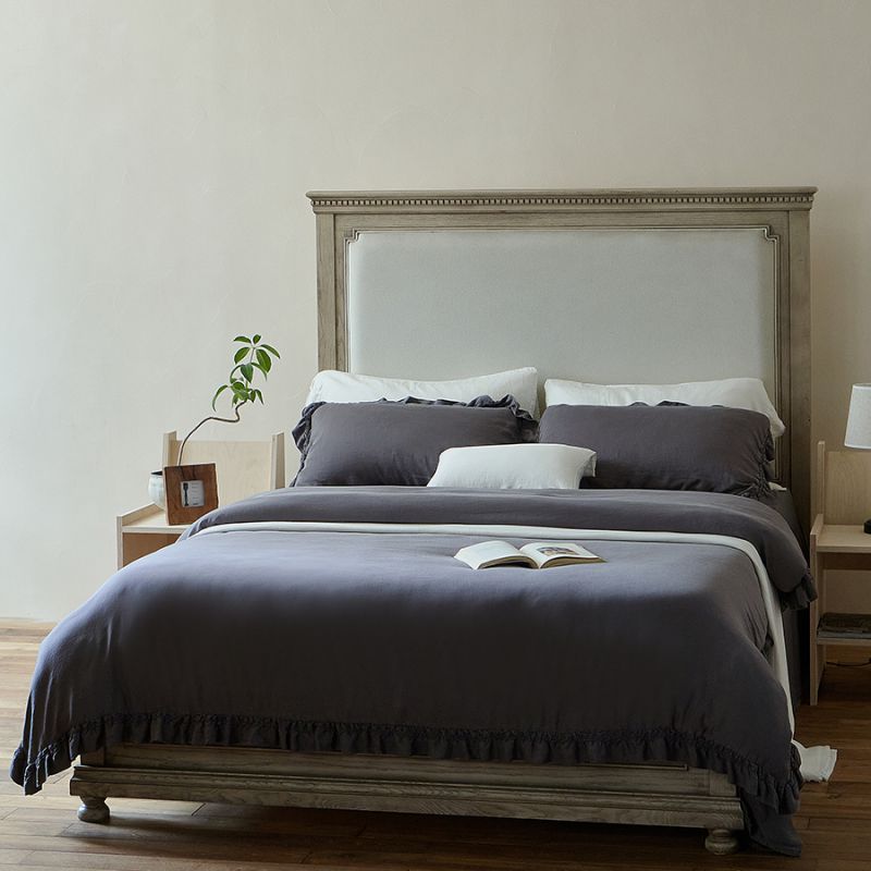 Ruffled Washed Linen-Feel Duvet Cover Set with Pillow Shams & Bedskirt