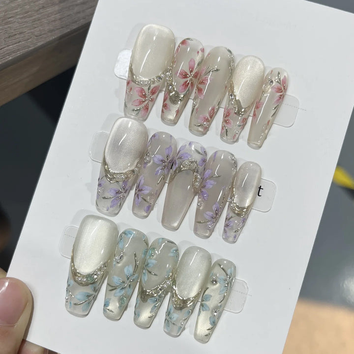 Floral-Design Press-On Nail Kit