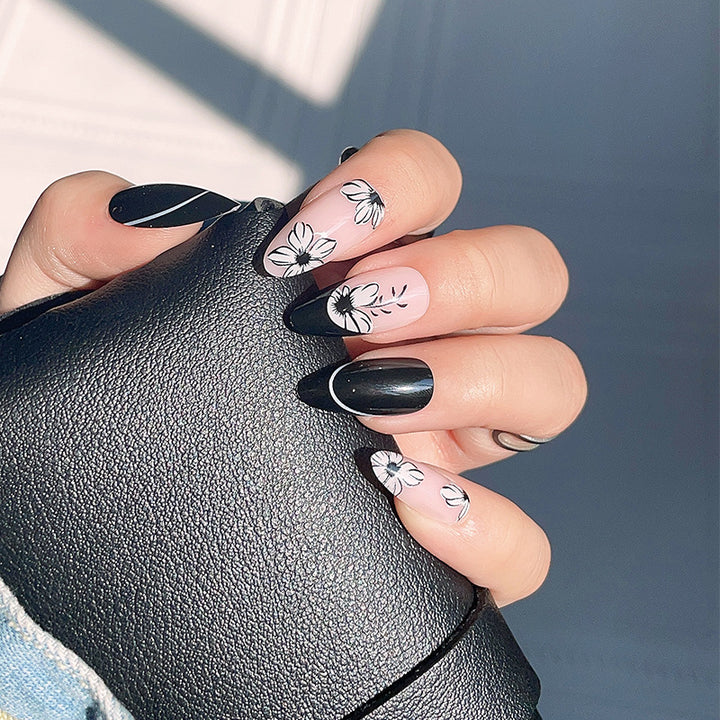 Floral-Design Stiletto Press-On Nails Stornfield