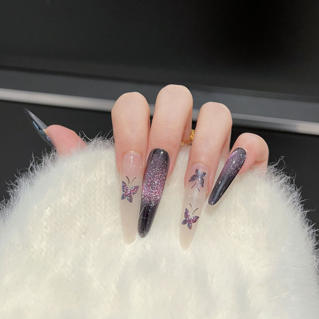 Artistic Butterfly-Embellished Press-On Nail Art Set Stornfield
