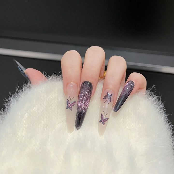 Artistic Butterfly-Embellished Press-On Nail Art Set Stornfield