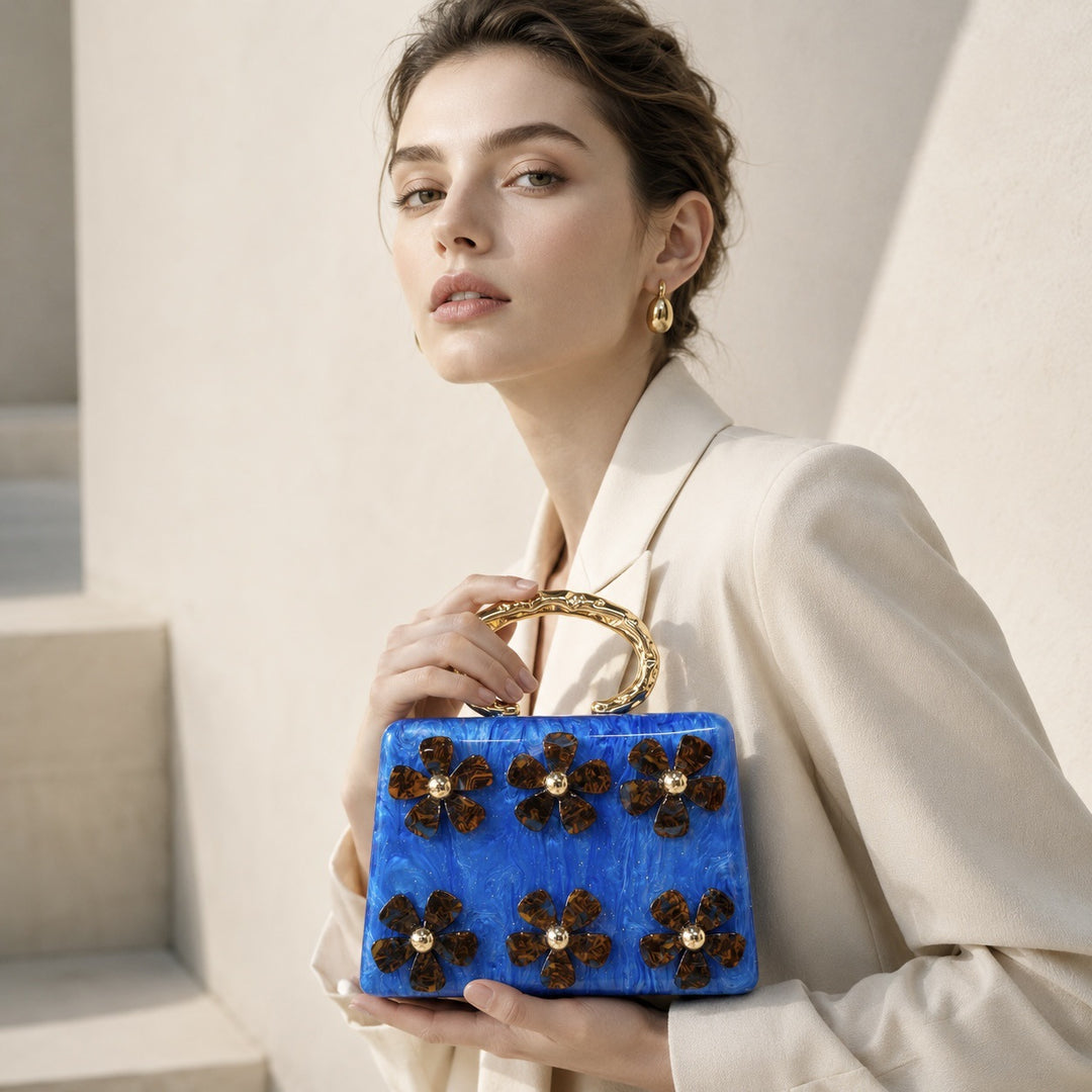 Floral Acrylic Handheld Clutch