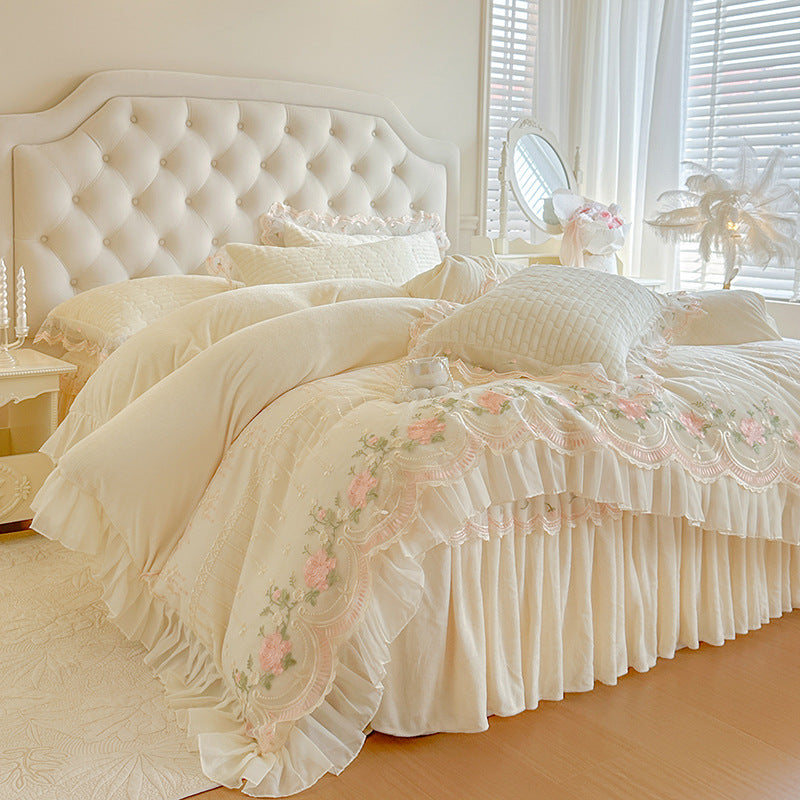 Embroidered Floral Bedding Set