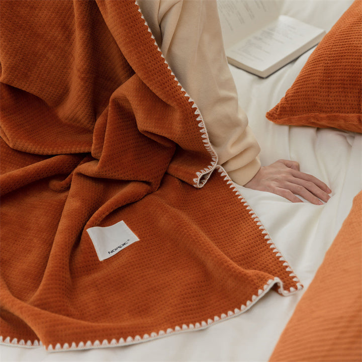 Luxury Waffle-Texture Plush Throw Blanket
