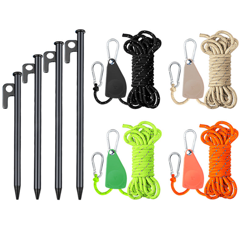 Multifunctional rope set with carabiner and tent stake Stornfield
