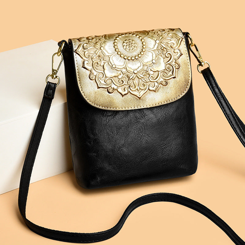 Decorative Embossed Crossbody Handbag