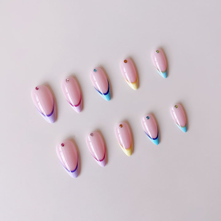 Nail extension set with elegant gradient and 3D accents Stornfield