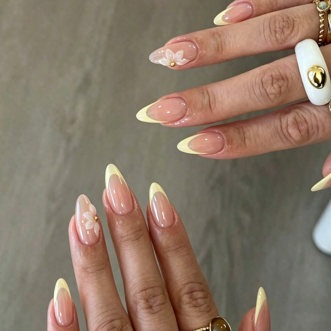Premium Floral Embellished Press-On Nails Stornfield