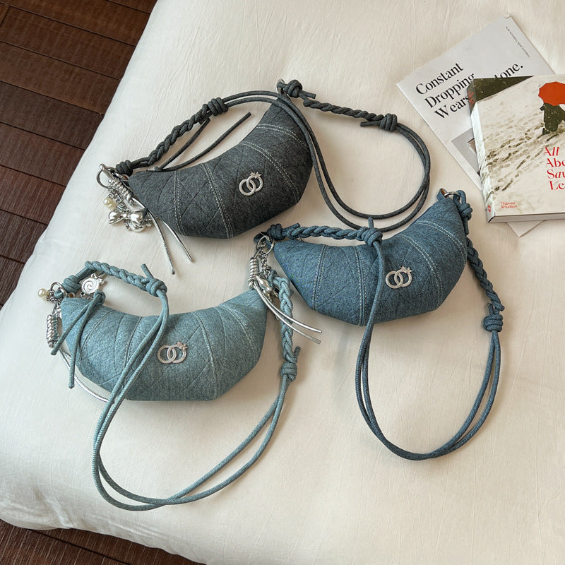 Quilted Denim Crossbody Bag