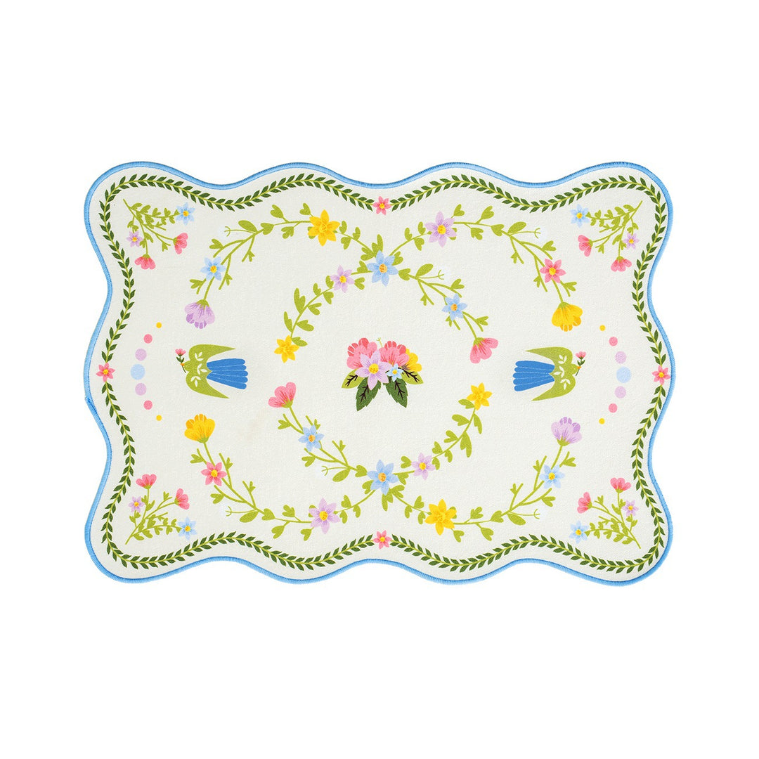 Decorative wavy table set with pomegranate and parrot motif Stornfield