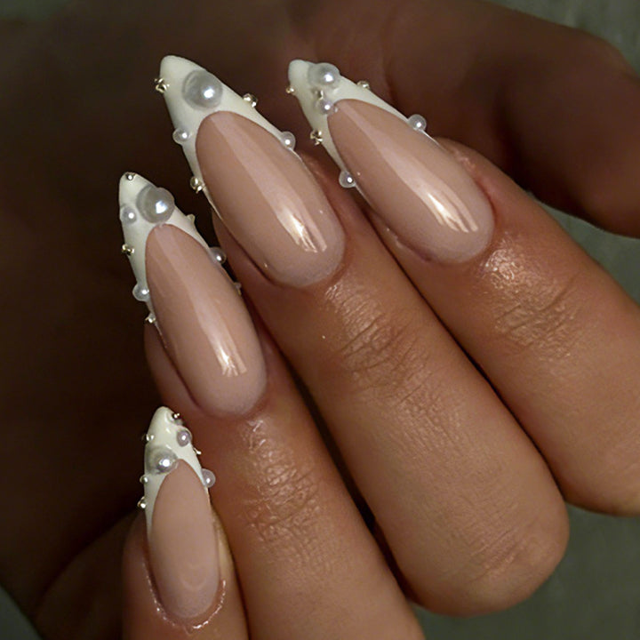 Elegant Press-On Nail Set with Pearlescent Accents Stornfield