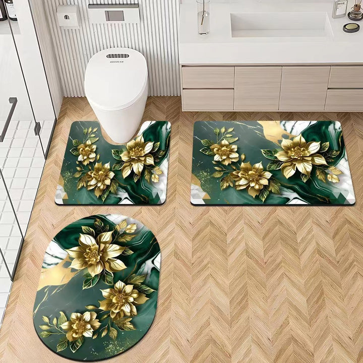 Luxurious Floral Bathroom Rug Set