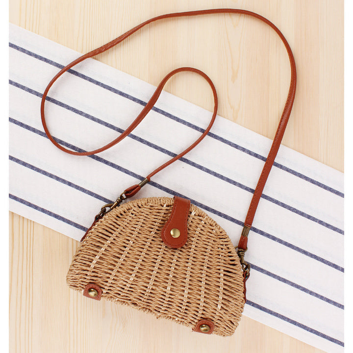 Rattan Shoulder Bag In Crescent Shape Design Stornfield