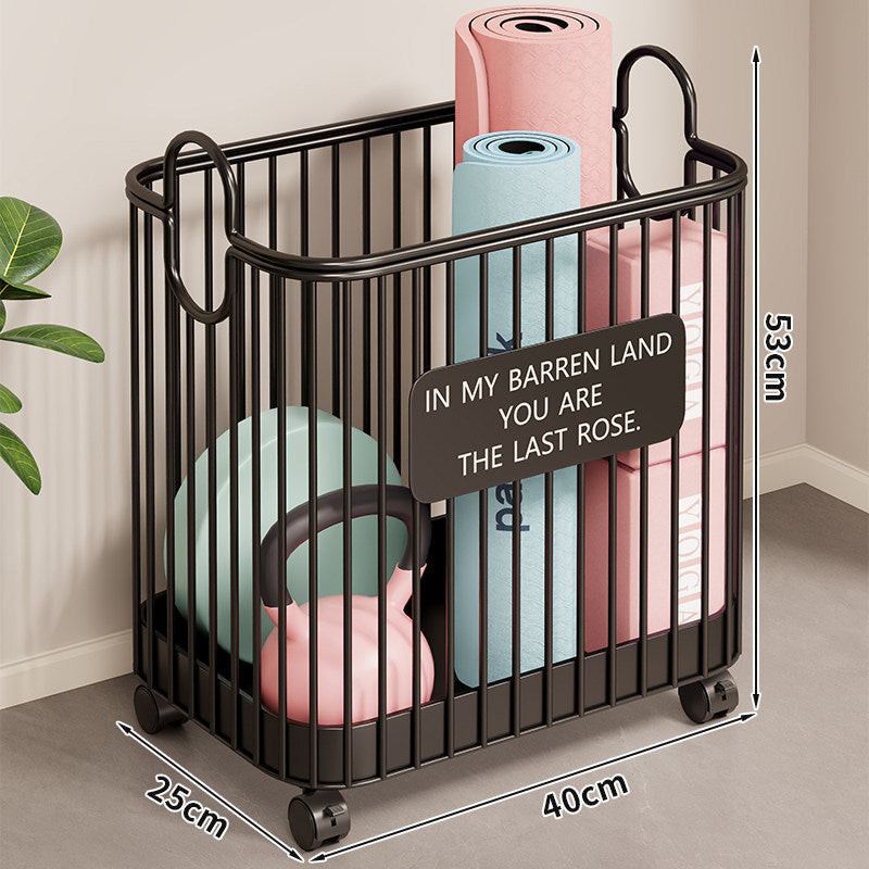 Vertical Rolling Home Storage Cart for Yoga Mats Kettlebells and Fitness Gear