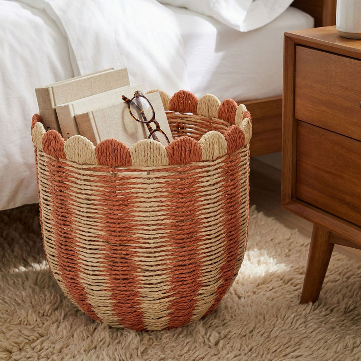 Decorative Scalloped Woven Storage Box Stornfield