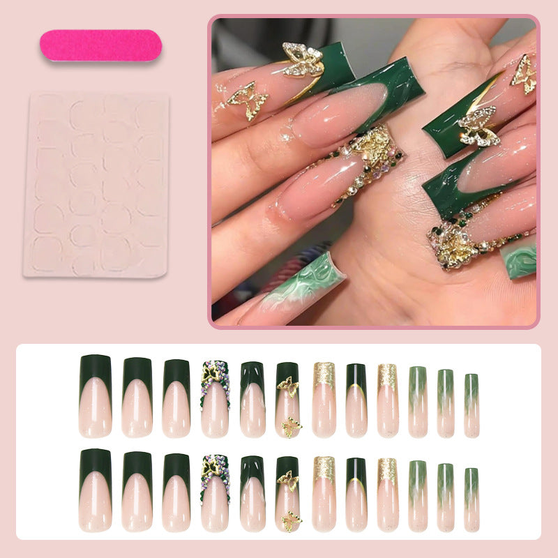 Art nail set with glittering accents and floral design Stornfield