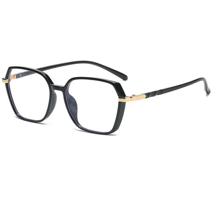 Ladies fashionable square reading glasses with golden accents Stornfield