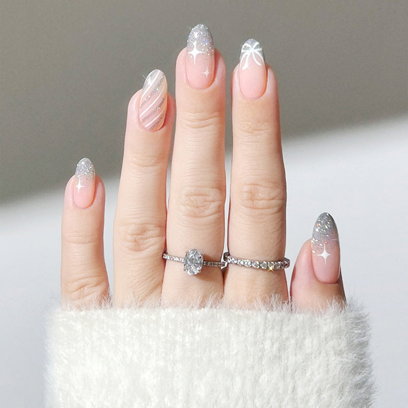 Elegant artificial nail set with glitter accents Stornfield