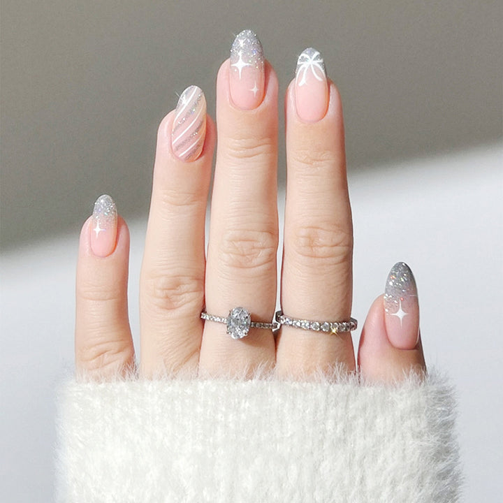 Elegant artificial nail set with glitter accents Stornfield