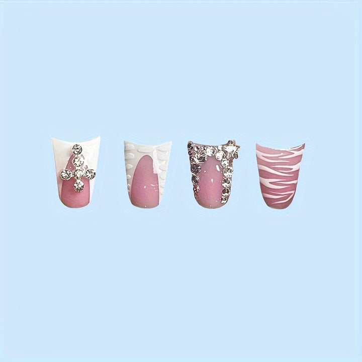 Decorative Press-On Nail Art Set with Gemstone Accents Stornfield