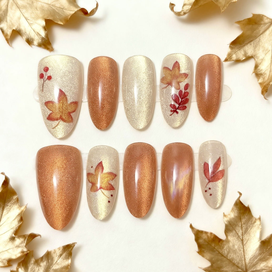 Autumn-Inspired Press-On Nail Art Set