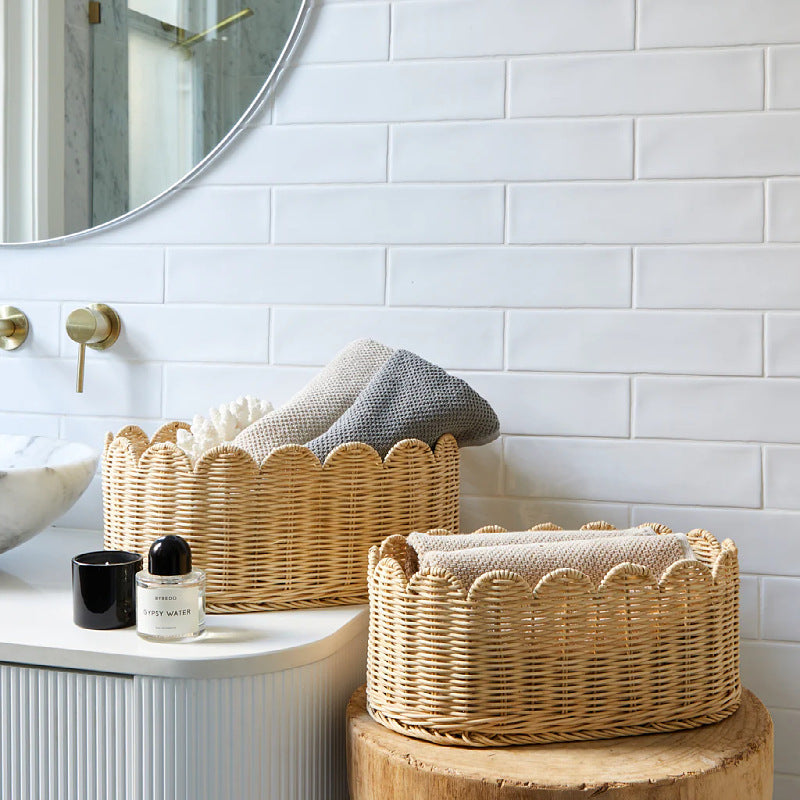 Decorative Scalloped Woven Storage Basket Stornfield 1787892970
