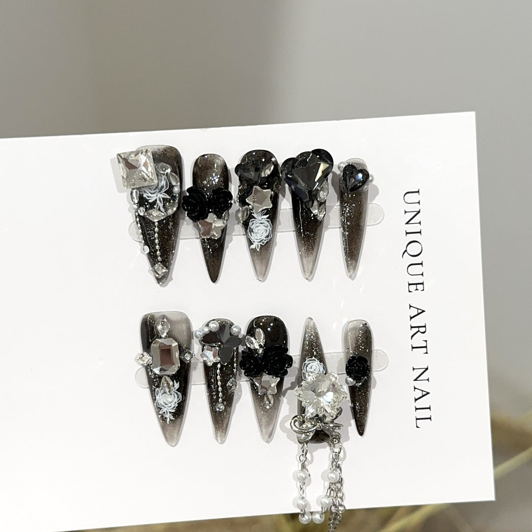 Gothic-Inspired Decorative Press-On Nail Set