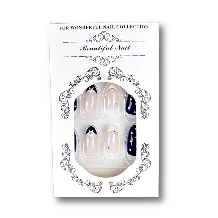 Decorative Press-On Nail Set with Star Accents