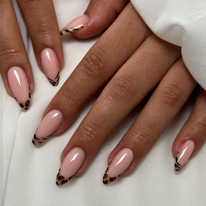 Artificial nail set with elegant leopard and ombre designs Stornfield