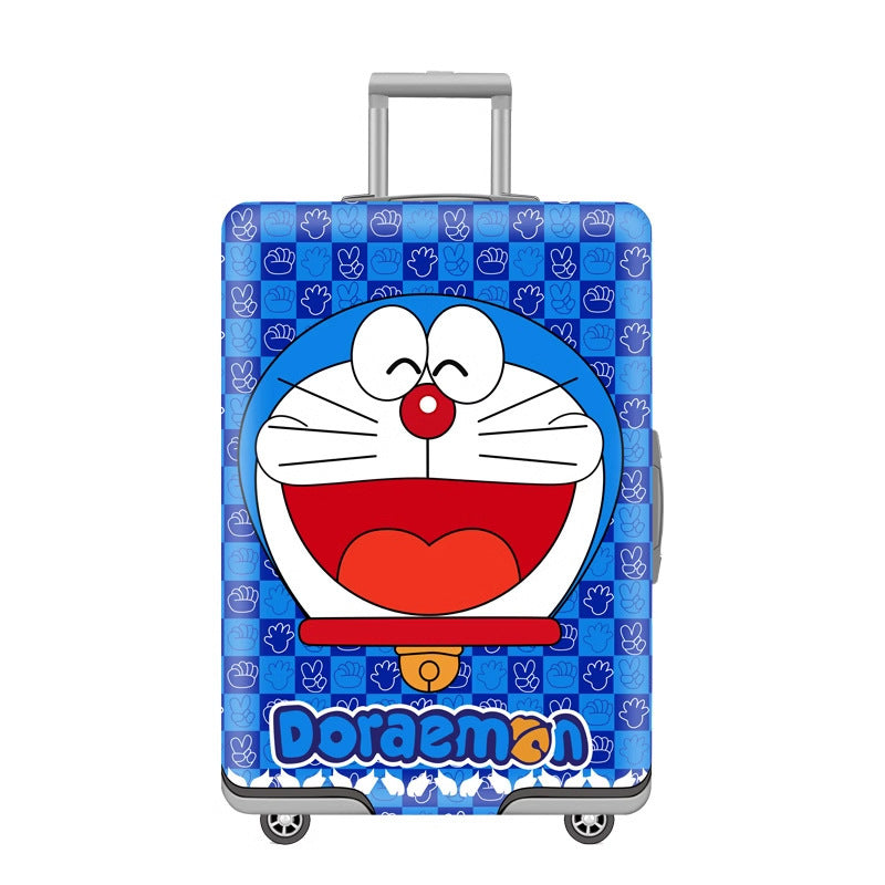 Unisex nan elastic motif suitcase cover made of stretchable polyester with handle and wheel openings Stornfield